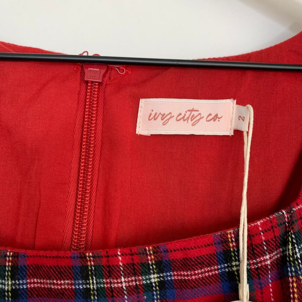Ivy City Co x Courtney Keiko Nutcracker Holiday Red Plaid Dress Womens Size 2 - Picture 11 of 14